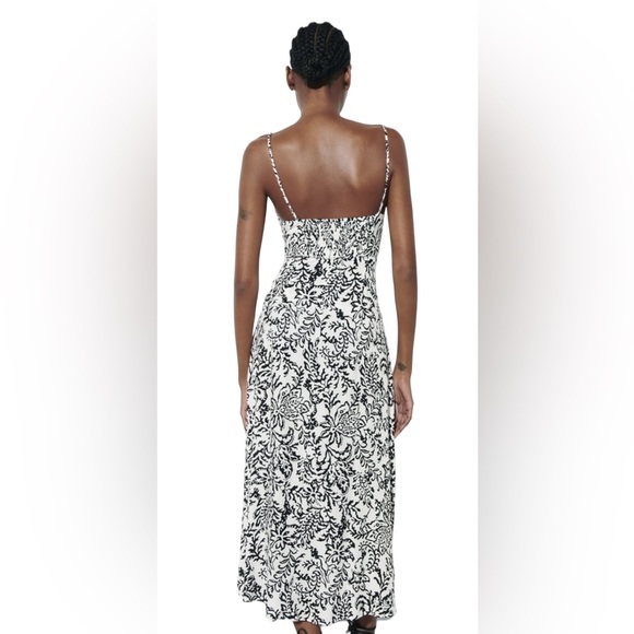 NWT Zara MIDI LINGERIE STYLE PRINT DRESS Size- LARGE - Picture 6 of 11